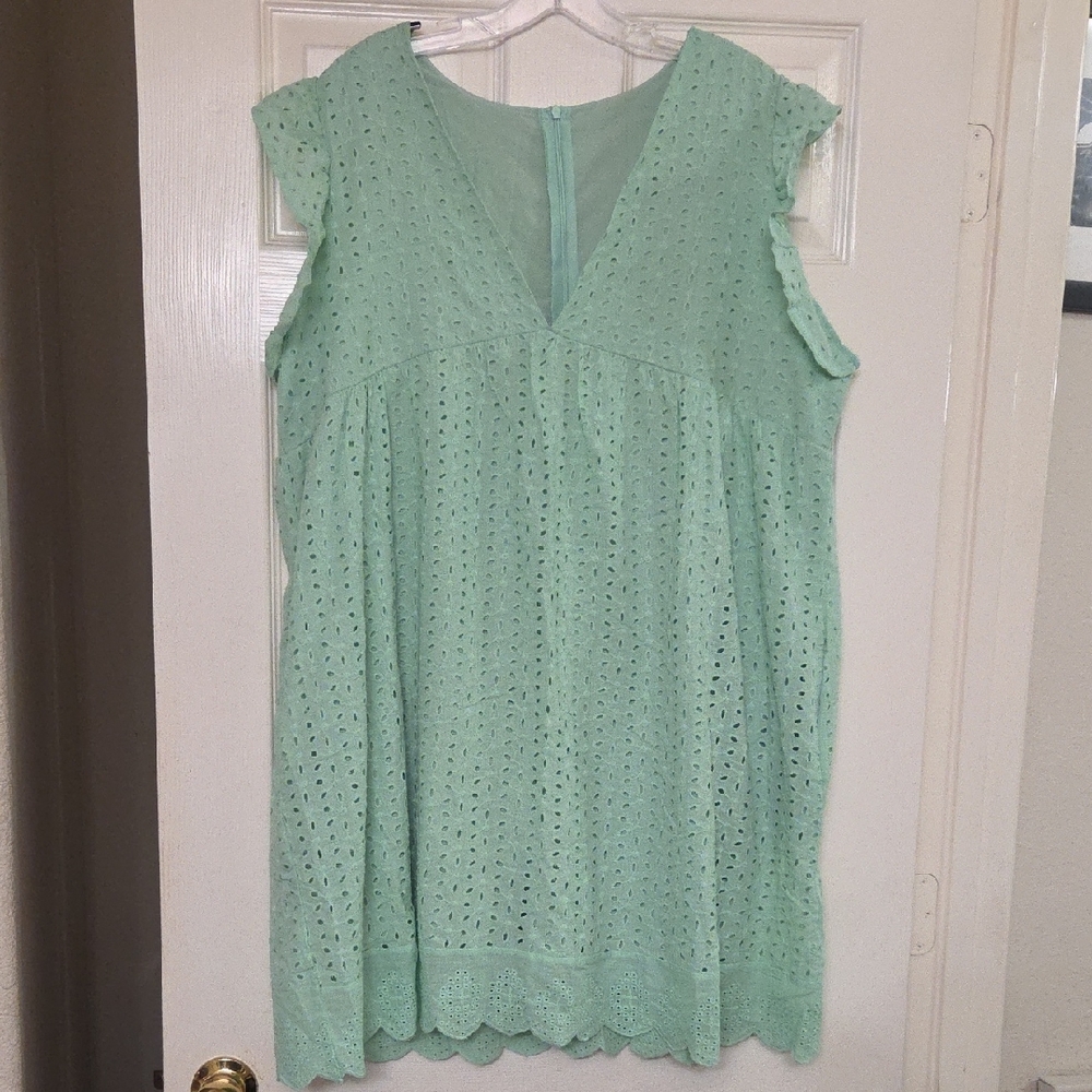 Mint Green Eyelet Mini Dress